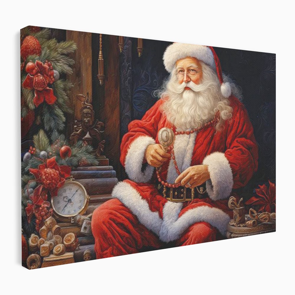 Tablou Canvas Premium LuxCanva® D1012, Minunatul Mos Craciun , Brad, Costum, Catifea, Santa, Magie, Living Room, Culori vibrante