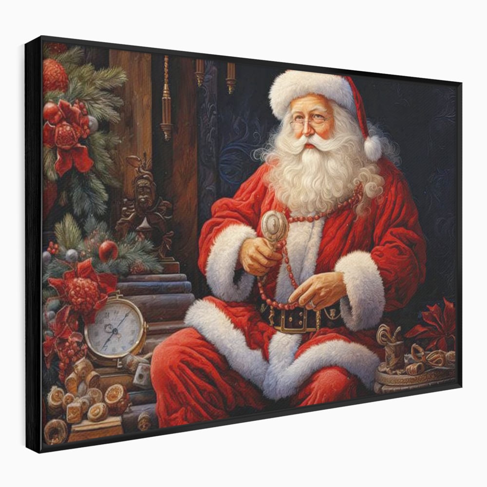 Tablou Canvas Premium LuxCanva® D1012, Minunatul Mos Craciun , Brad, Costum, Catifea, Santa, Magie, Living Room, Culori vibrante