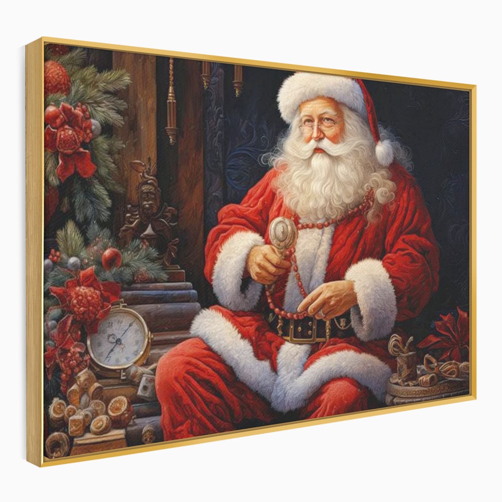 Tablou Canvas Premium LuxCanva® D1012, Minunatul Mos Craciun , Brad, Costum, Catifea, Santa, Magie, Living Room, Culori vibrante