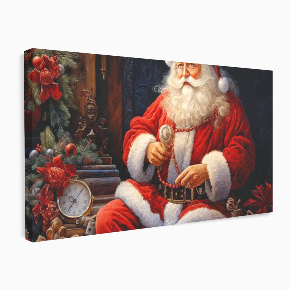 Tablou Canvas Premium LuxCanva® D1012, Minunatul Mos Craciun , Brad, Costum, Catifea, Santa, Magie, Living Room, Culori vibrante