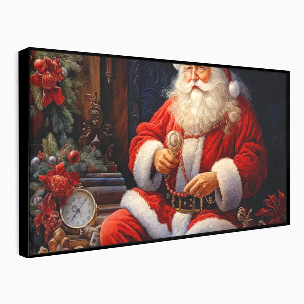 Tablou Canvas Premium LuxCanva® D1012, Minunatul Mos Craciun , Brad, Costum, Catifea, Santa, Magie, Living Room, Culori vibrante