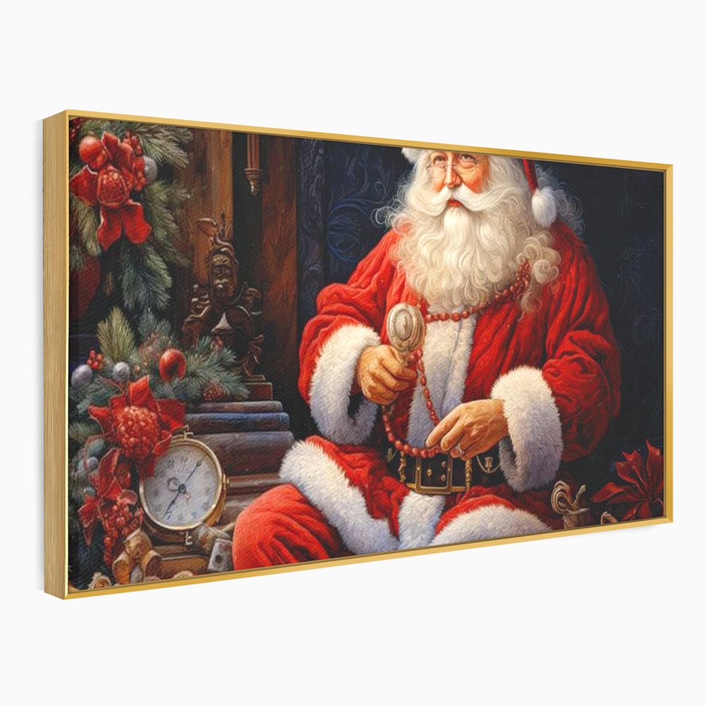 Tablou Canvas Premium LuxCanva® D1012, Minunatul Mos Craciun , Brad, Costum, Catifea, Santa, Magie, Living Room, Culori vibrante