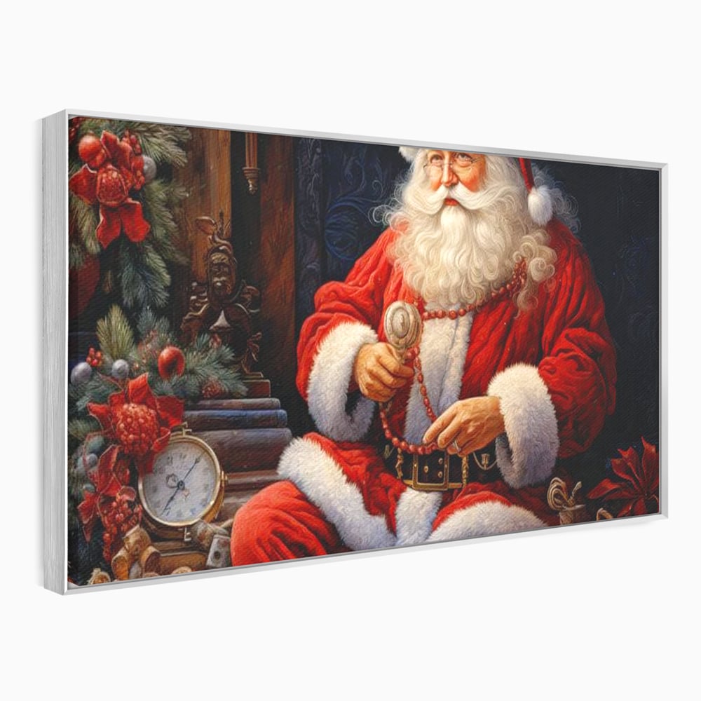 Tablou Canvas Premium LuxCanva® D1012, Minunatul Mos Craciun , Brad, Costum, Catifea, Santa, Magie, Living Room, Culori vibrante