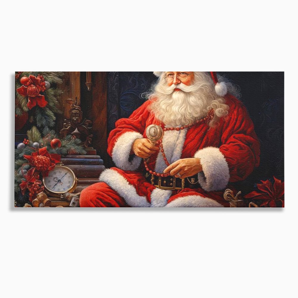 Tablou Canvas Premium LuxCanva® D1012, Minunatul Mos Craciun , Brad, Costum, Catifea, Santa, Magie, Living Room, Culori vibrante