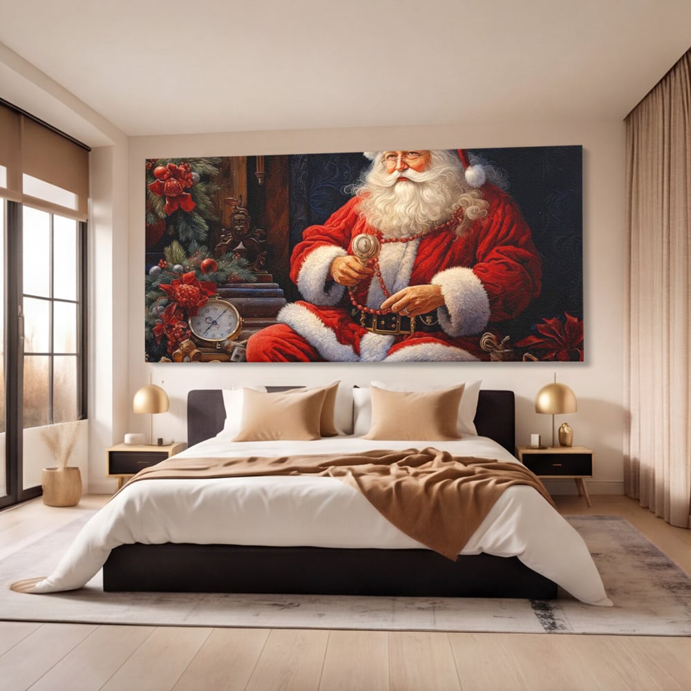 Tablou Canvas Premium LuxCanva® D1012, Minunatul Mos Craciun , Brad, Costum, Catifea, Santa, Magie, Living Room, Culori vibrante