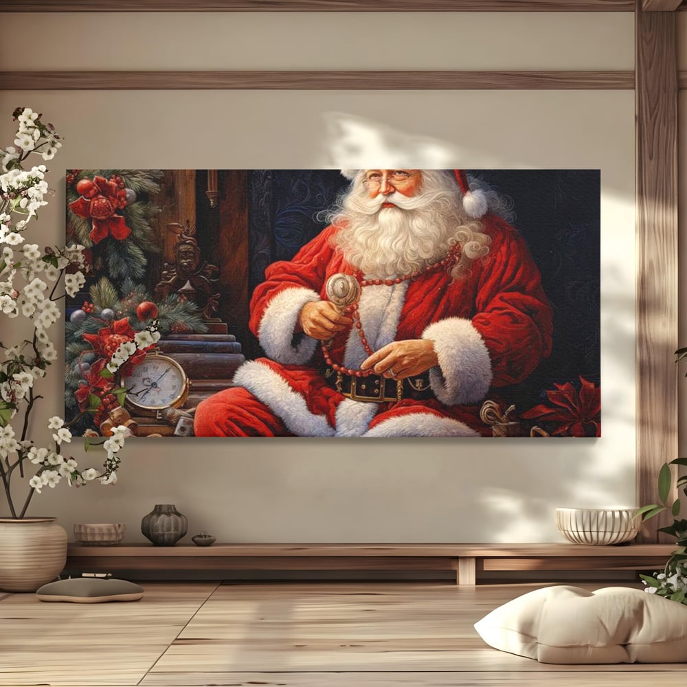 Tablou Canvas Premium LuxCanva® D1012, Minunatul Mos Craciun , Brad, Costum, Catifea, Santa, Magie, Living Room, Culori vibrante