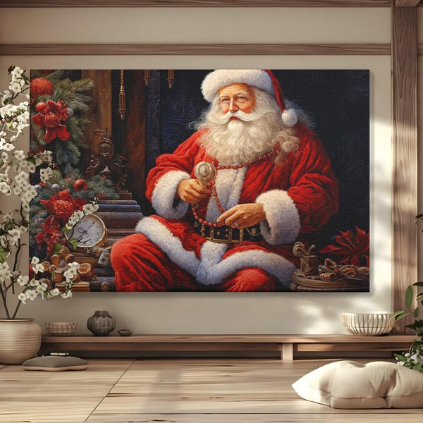 Tablou Canvas Premium LuxCanva® D1012, Minunatul Mos Craciun , Brad, Costum, Catifea, Santa, Magie, Living Room, Culori vibrante