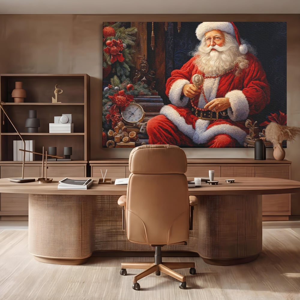 Tablou Canvas Premium LuxCanva® D1012, Minunatul Mos Craciun , Brad, Costum, Catifea, Santa, Magie, Living Room, Culori vibrante