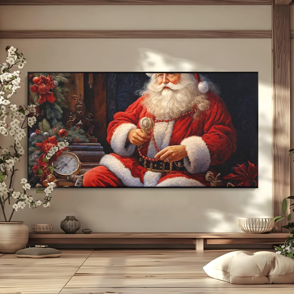 Tablou Canvas Premium LuxCanva® D1012, Minunatul Mos Craciun , Brad, Costum, Catifea, Santa, Magie, Living Room, Culori vibrante