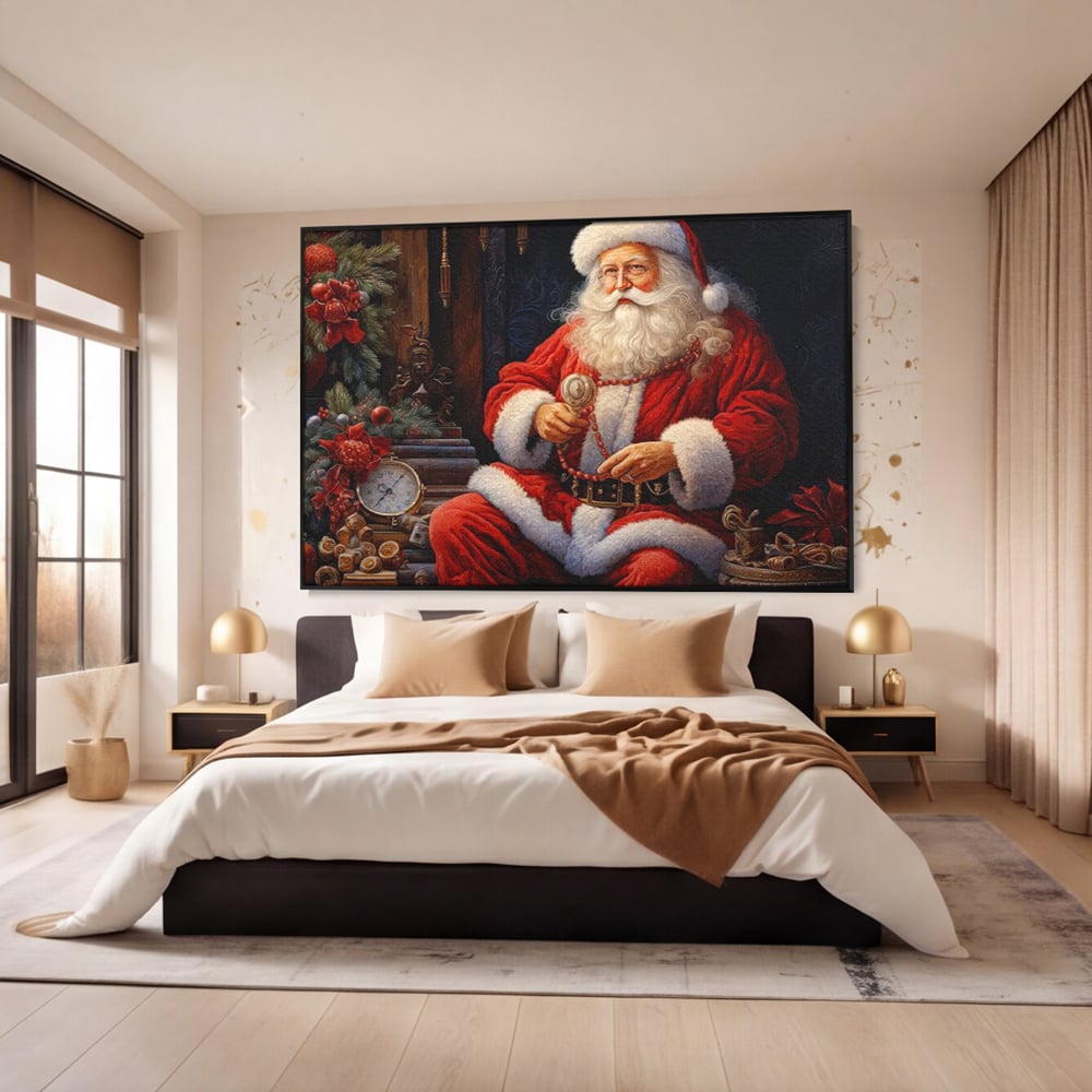 Tablou Canvas Premium LuxCanva® D1012, Minunatul Mos Craciun , Brad, Costum, Catifea, Santa, Magie, Living Room, Culori vibrante