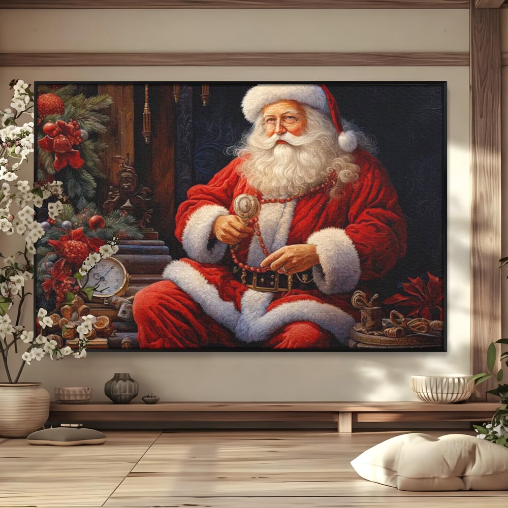 Tablou Canvas Premium LuxCanva® D1012, Minunatul Mos Craciun , Brad, Costum, Catifea, Santa, Magie, Living Room, Culori vibrante
