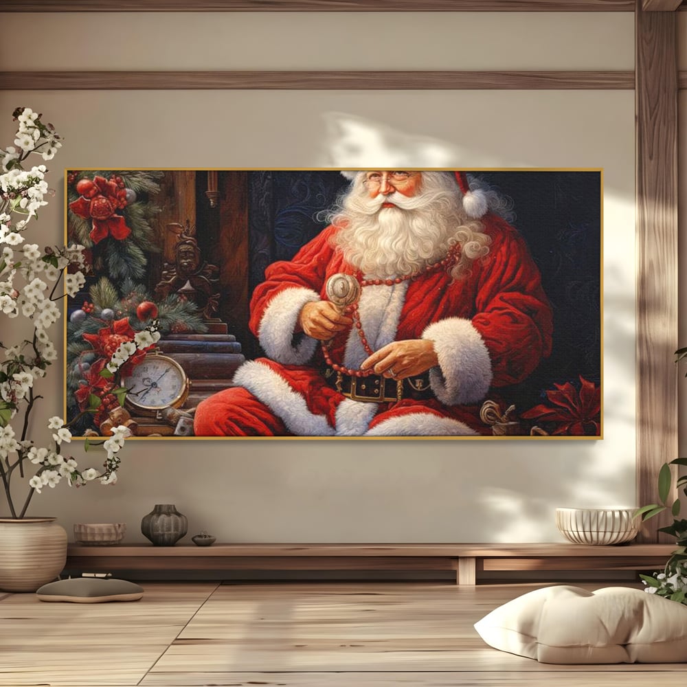 Tablou Canvas Premium LuxCanva® D1012, Minunatul Mos Craciun , Brad, Costum, Catifea, Santa, Magie, Living Room, Culori vibrante
