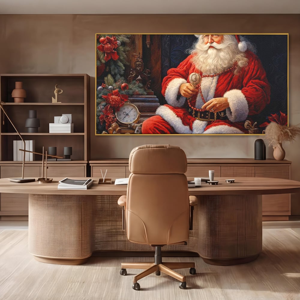 Tablou Canvas Premium LuxCanva® D1012, Minunatul Mos Craciun , Brad, Costum, Catifea, Santa, Magie, Living Room, Culori vibrante