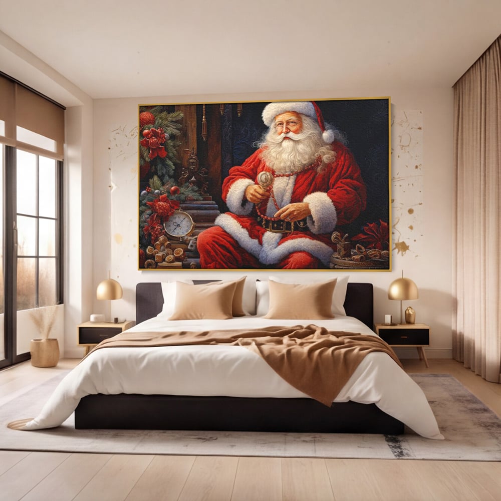 Tablou Canvas Premium LuxCanva® D1012, Minunatul Mos Craciun , Brad, Costum, Catifea, Santa, Magie, Living Room, Culori vibrante
