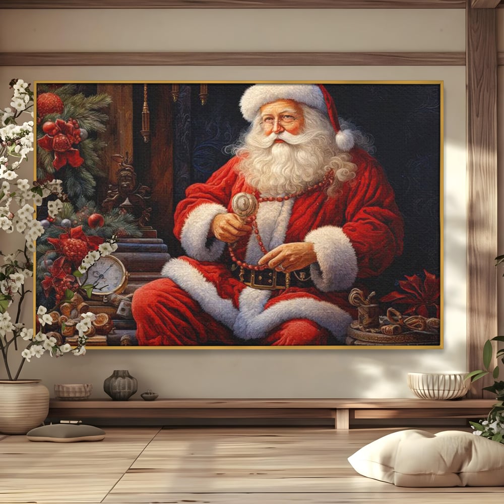 Tablou Canvas Premium LuxCanva® D1012, Minunatul Mos Craciun , Brad, Costum, Catifea, Santa, Magie, Living Room, Culori vibrante
