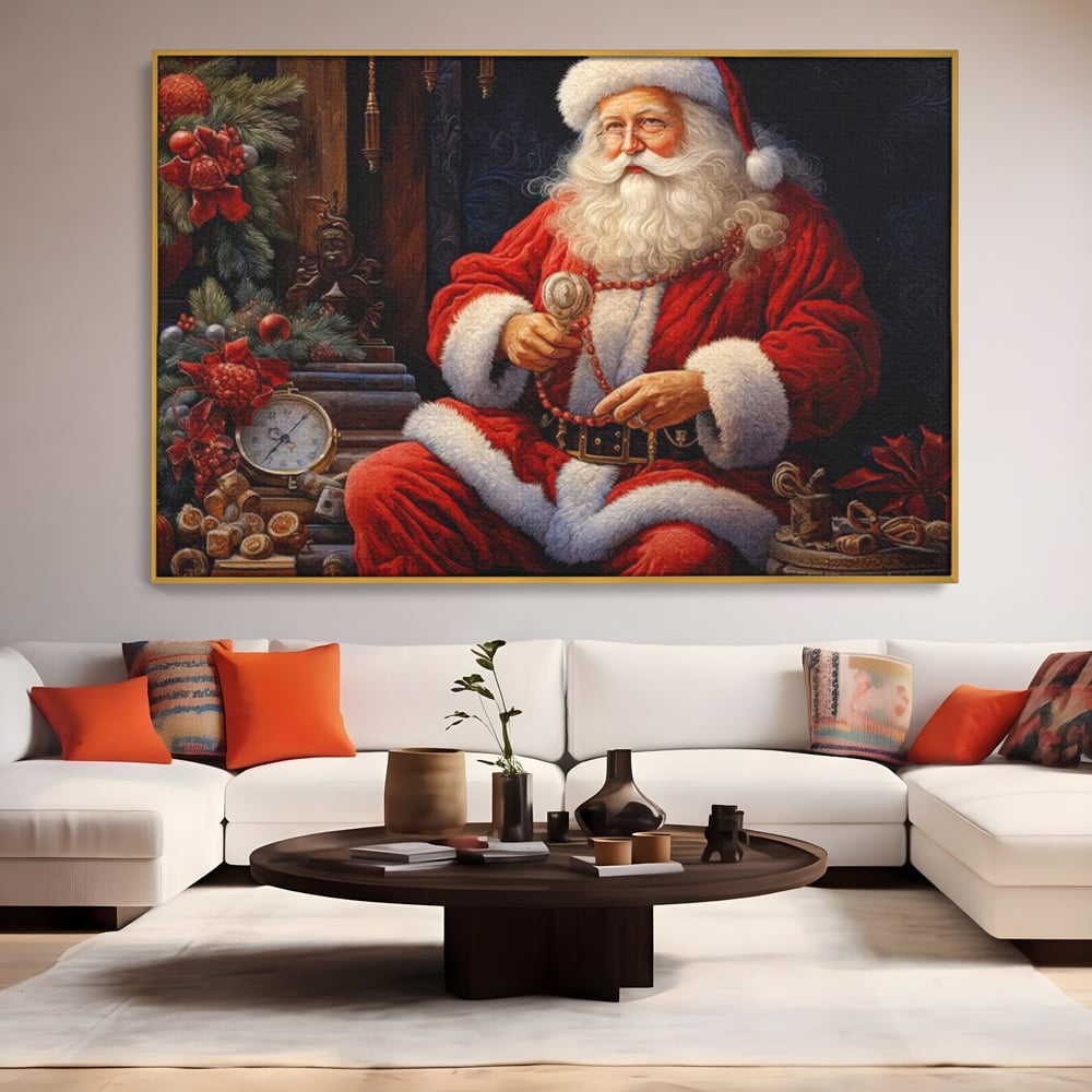 Tablou Canvas Premium LuxCanva® D1012, Minunatul Mos Craciun , Brad, Costum, Catifea, Santa, Magie, Living Room, Culori vibrante
