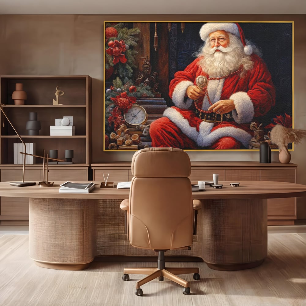 Tablou Canvas Premium LuxCanva® D1012, Minunatul Mos Craciun , Brad, Costum, Catifea, Santa, Magie, Living Room, Culori vibrante