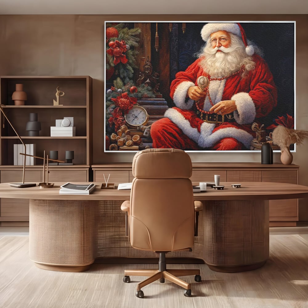 Tablou Canvas Premium LuxCanva® D1012, Minunatul Mos Craciun , Brad, Costum, Catifea, Santa, Magie, Living Room, Culori vibrante