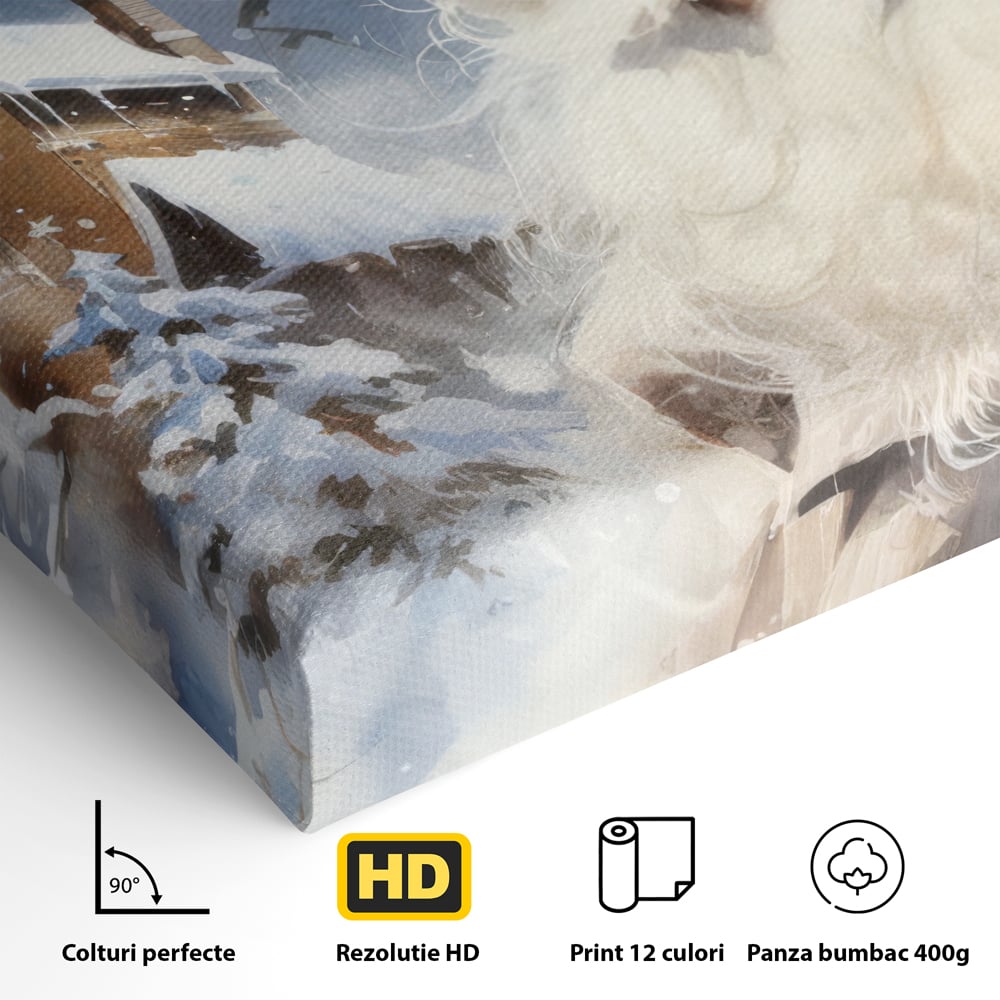 Tablou Canvas Premium LuxCanva® D1014, Lumea Magica a lui Mos Craciun ,  Cabana, Caciula, Mos, Magie, Living Room, Culori vibrante