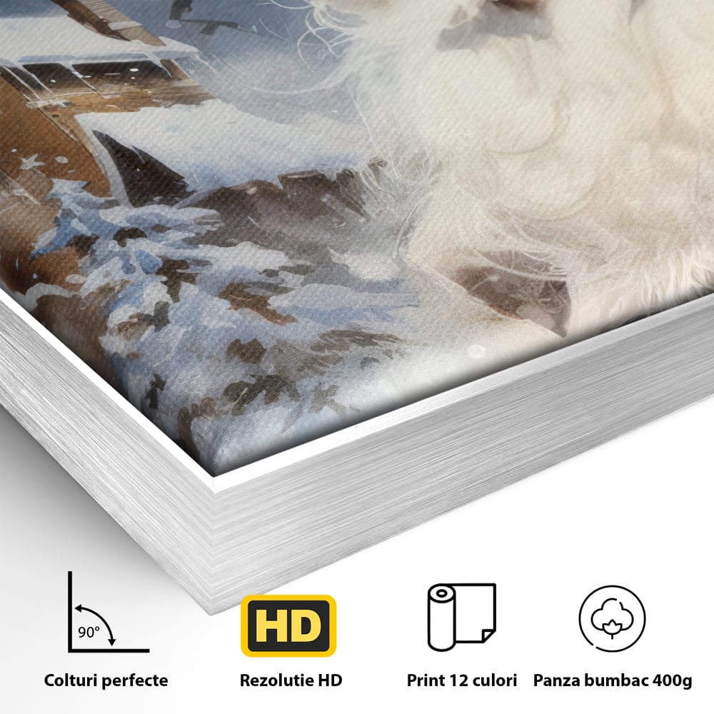 Tablou Canvas Premium LuxCanva® D1014, Lumea Magica a lui Mos Craciun ,  Cabana, Caciula, Mos, Magie, Living Room, Culori vibrante