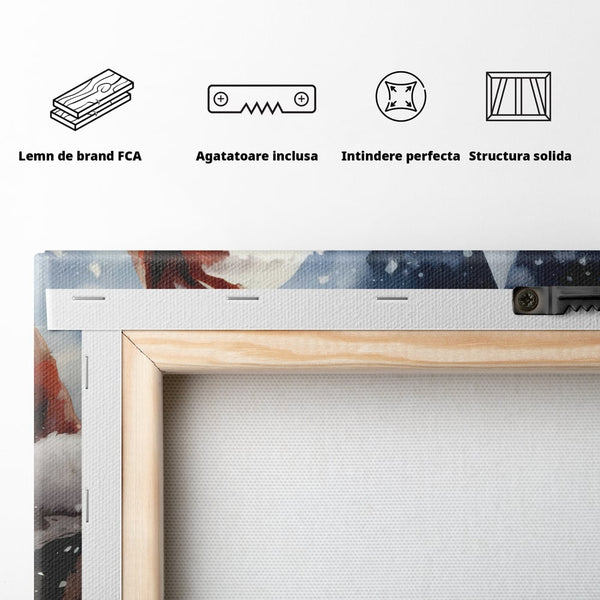 Tablou Canvas Premium LuxCanva® D1014, Lumea Magica a lui Mos Craciun ,  Cabana, Caciula, Mos, Magie, Living Room, Culori vibrante
