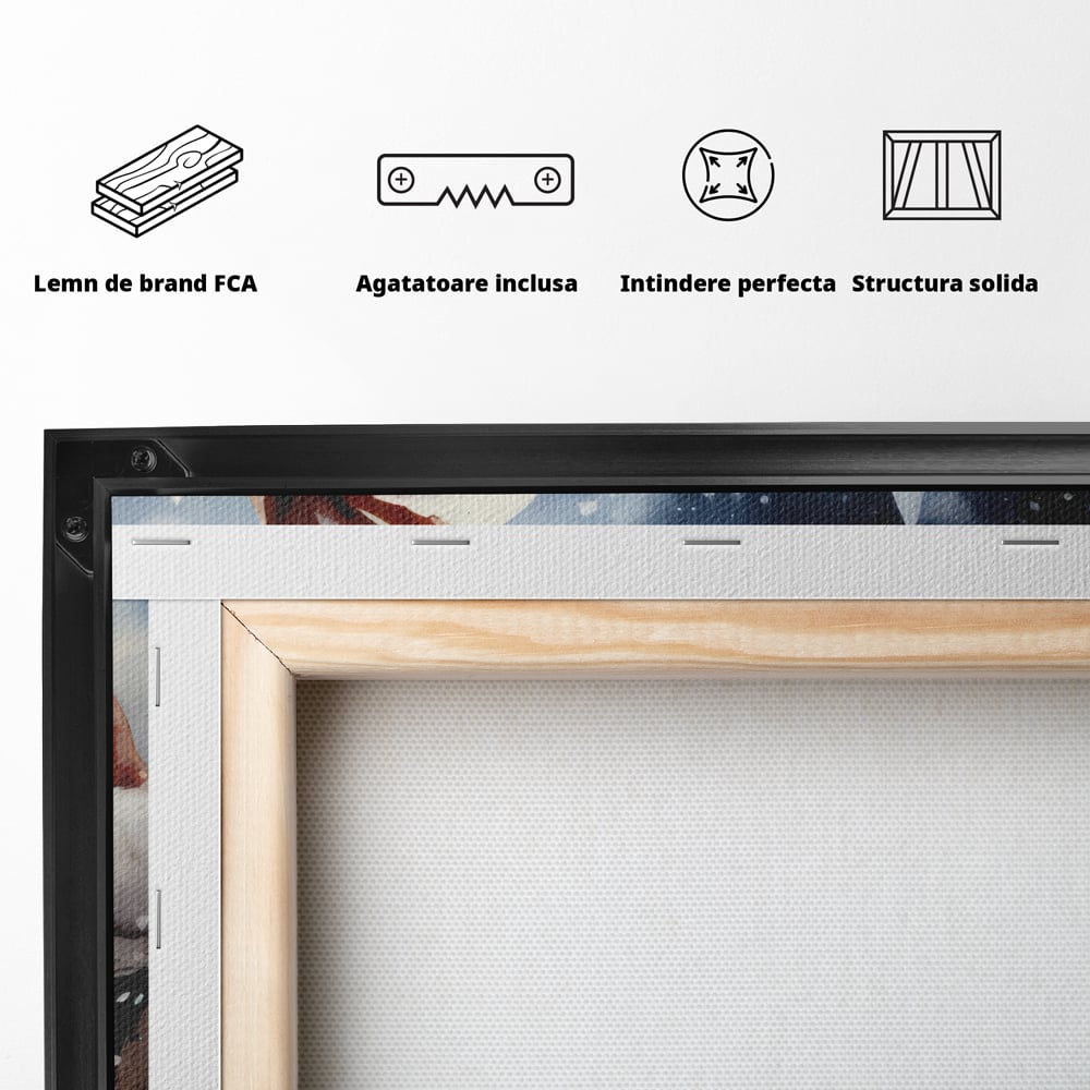 Tablou Canvas Premium LuxCanva® D1014, Lumea Magica a lui Mos Craciun ,  Cabana, Caciula, Mos, Magie, Living Room, Culori vibrante