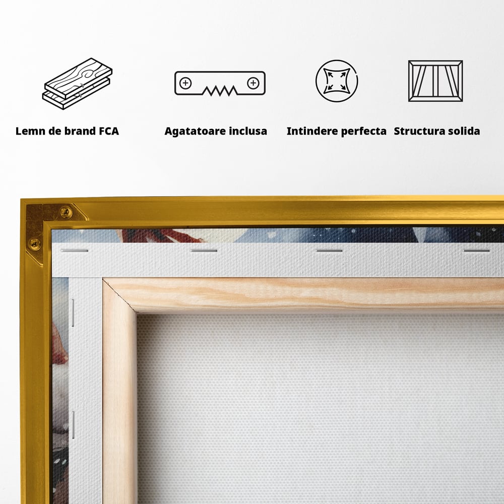 Tablou Canvas Premium LuxCanva® D1014, Lumea Magica a lui Mos Craciun ,  Cabana, Caciula, Mos, Magie, Living Room, Culori vibrante