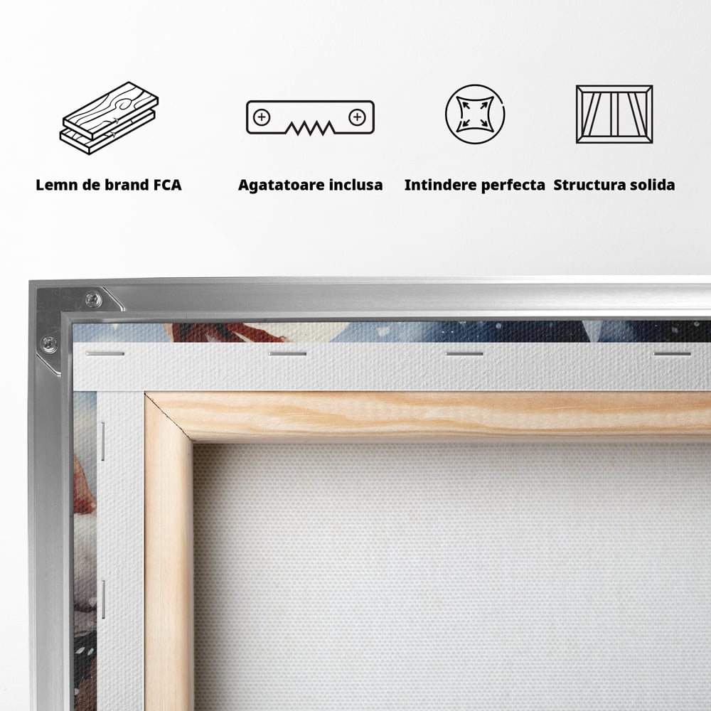 Tablou Canvas Premium LuxCanva® D1014, Lumea Magica a lui Mos Craciun ,  Cabana, Caciula, Mos, Magie, Living Room, Culori vibrante
