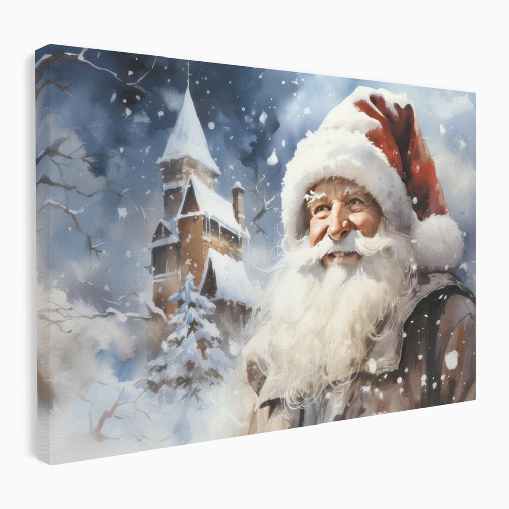 Tablou Canvas Premium LuxCanva® D1014, Lumea Magica a lui Mos Craciun ,  Cabana, Caciula, Mos, Magie, Living Room, Culori vibrante