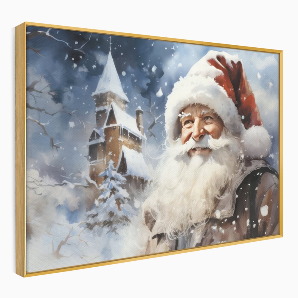 Tablou Canvas Premium LuxCanva® D1014, Lumea Magica a lui Mos Craciun ,  Cabana, Caciula, Mos, Magie, Living Room, Culori vibrante