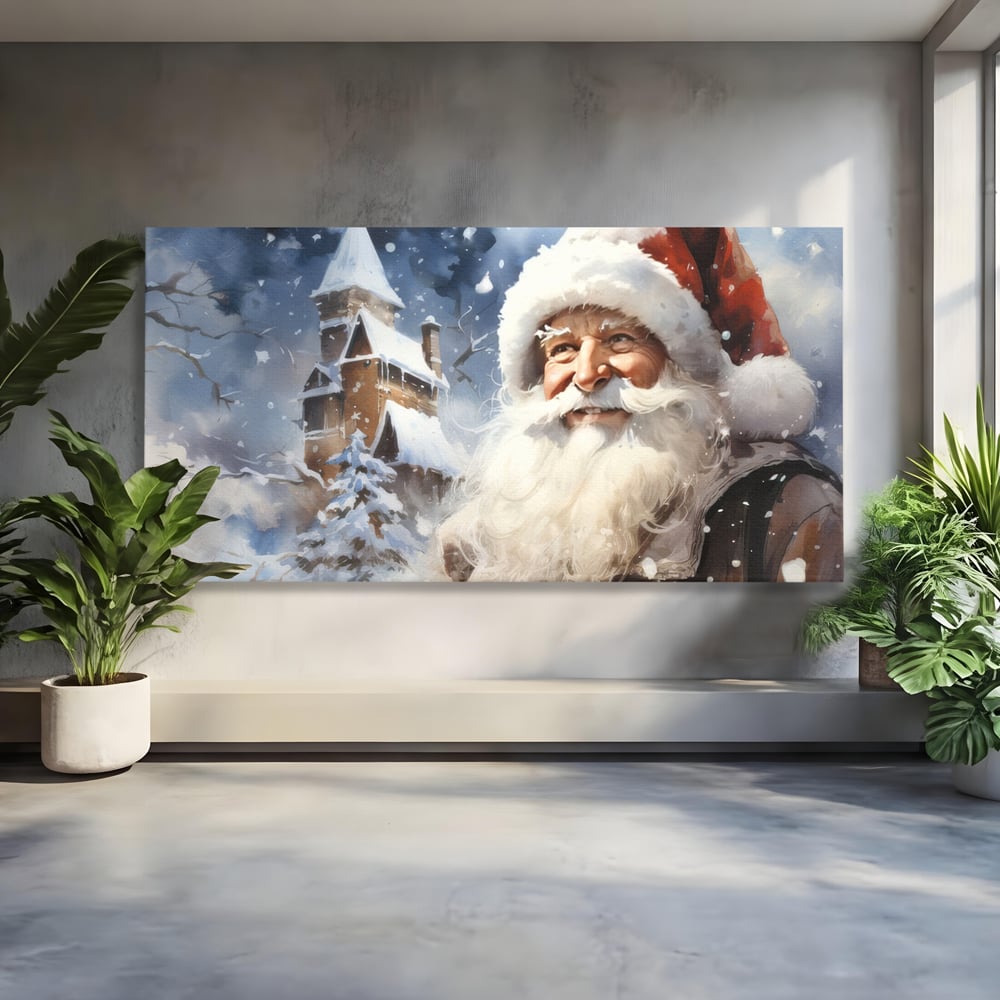 Tablou Canvas Premium LuxCanva® D1014, Lumea Magica a lui Mos Craciun ,  Cabana, Caciula, Mos, Magie, Living Room, Culori vibrante