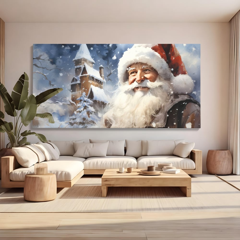 Tablou Canvas Premium LuxCanva® D1014, Lumea Magica a lui Mos Craciun ,  Cabana, Caciula, Mos, Magie, Living Room, Culori vibrante