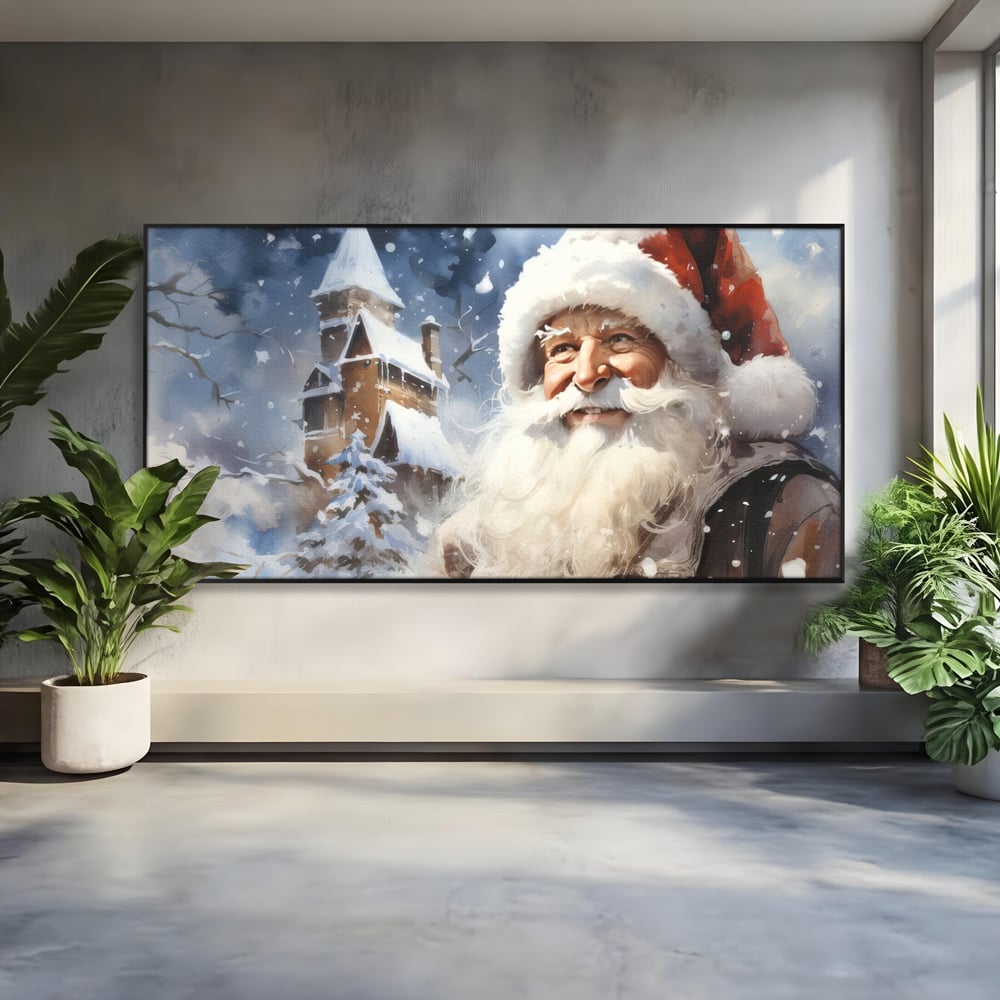 Tablou Canvas Premium LuxCanva® D1014, Lumea Magica a lui Mos Craciun ,  Cabana, Caciula, Mos, Magie, Living Room, Culori vibrante