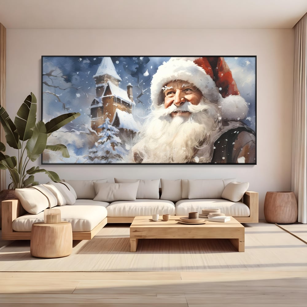 Tablou Canvas Premium LuxCanva® D1014, Lumea Magica a lui Mos Craciun ,  Cabana, Caciula, Mos, Magie, Living Room, Culori vibrante