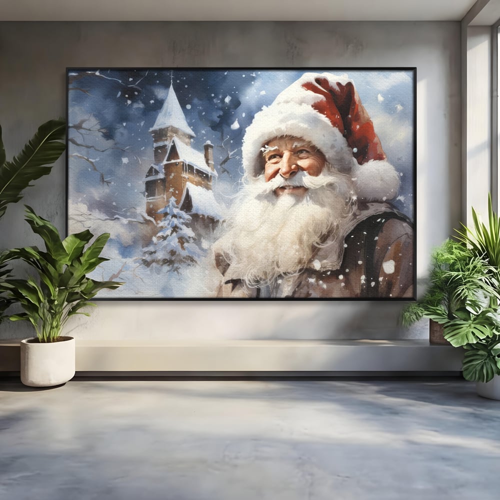 Tablou Canvas Premium LuxCanva® D1014, Lumea Magica a lui Mos Craciun ,  Cabana, Caciula, Mos, Magie, Living Room, Culori vibrante