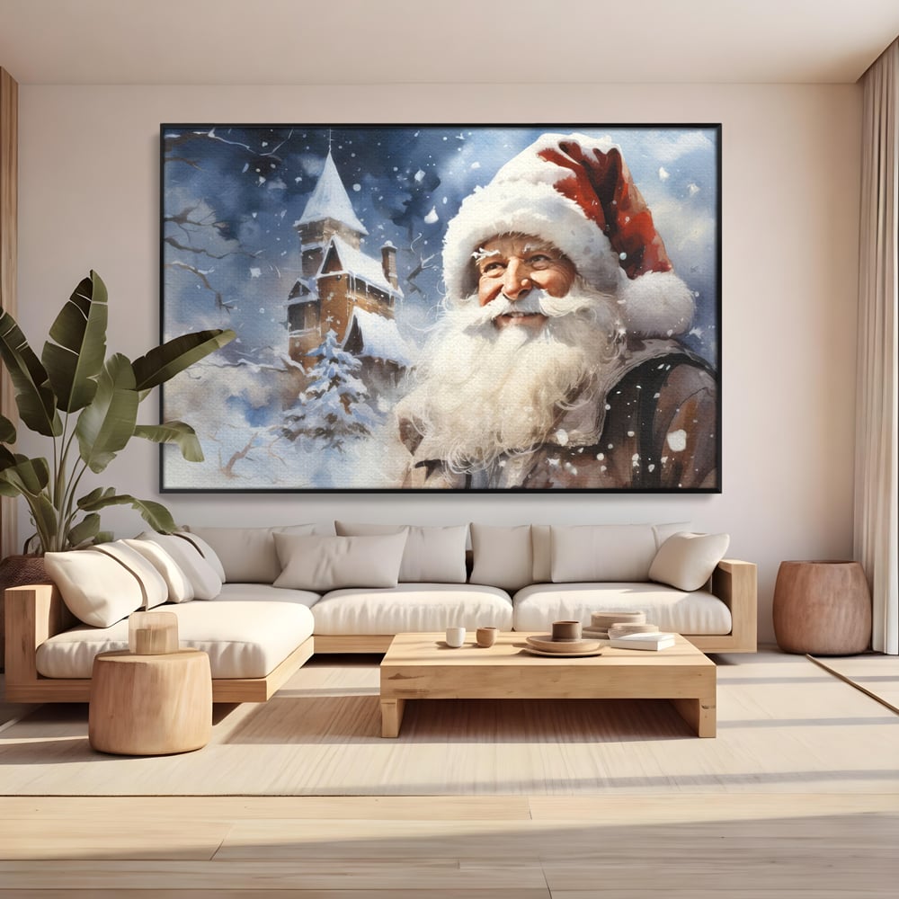 Tablou Canvas Premium LuxCanva® D1014, Lumea Magica a lui Mos Craciun ,  Cabana, Caciula, Mos, Magie, Living Room, Culori vibrante