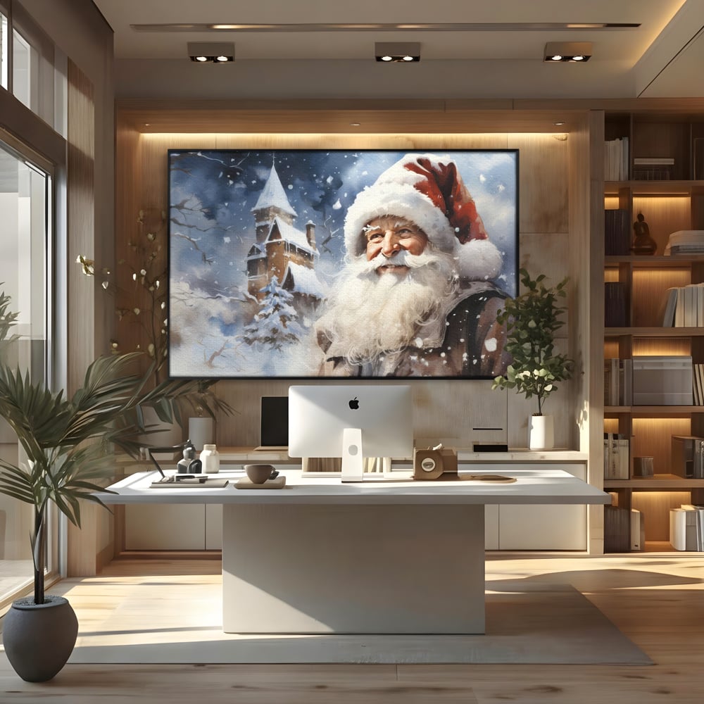 Tablou Canvas Premium LuxCanva® D1014, Lumea Magica a lui Mos Craciun ,  Cabana, Caciula, Mos, Magie, Living Room, Culori vibrante