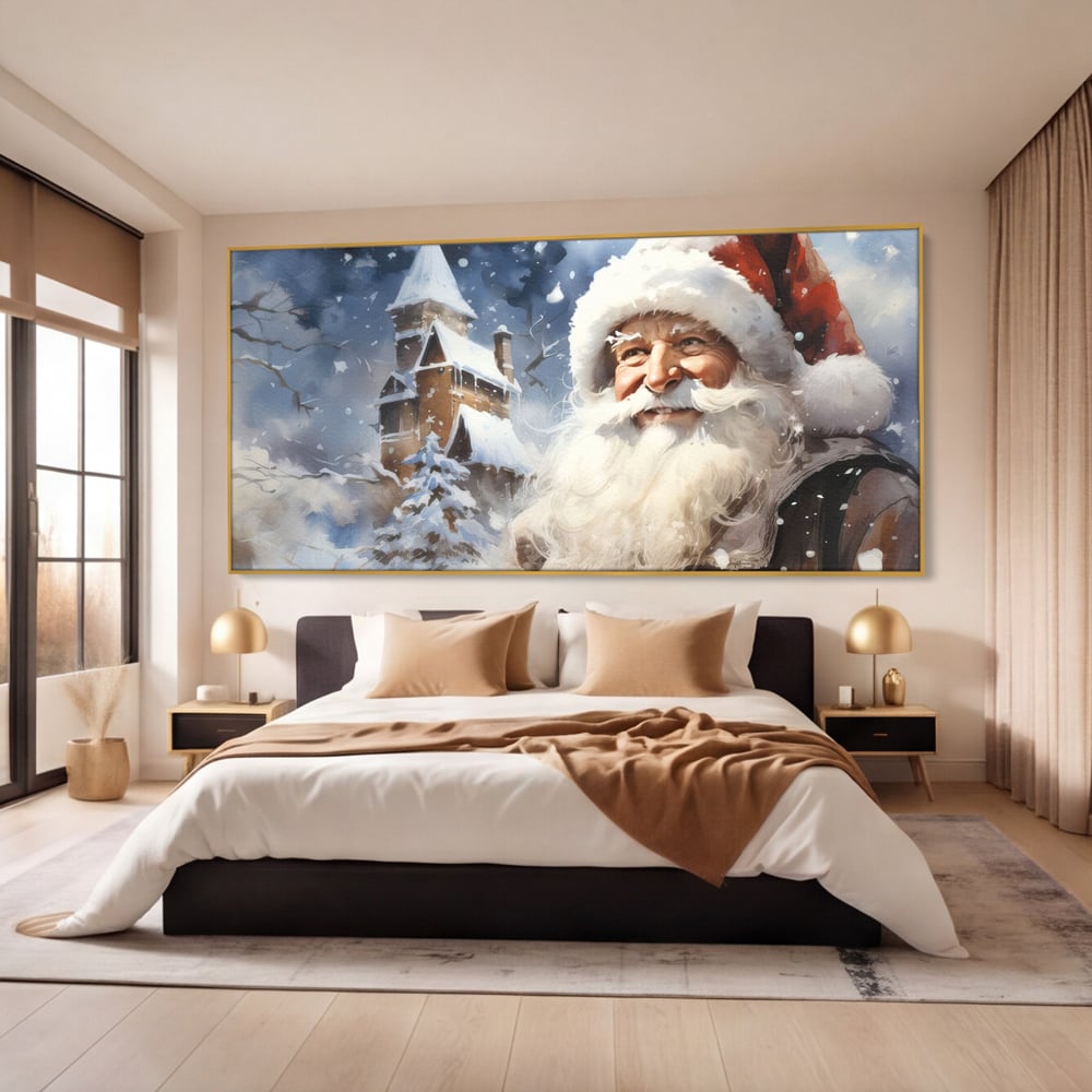 Tablou Canvas Premium LuxCanva® D1014, Lumea Magica a lui Mos Craciun ,  Cabana, Caciula, Mos, Magie, Living Room, Culori vibrante