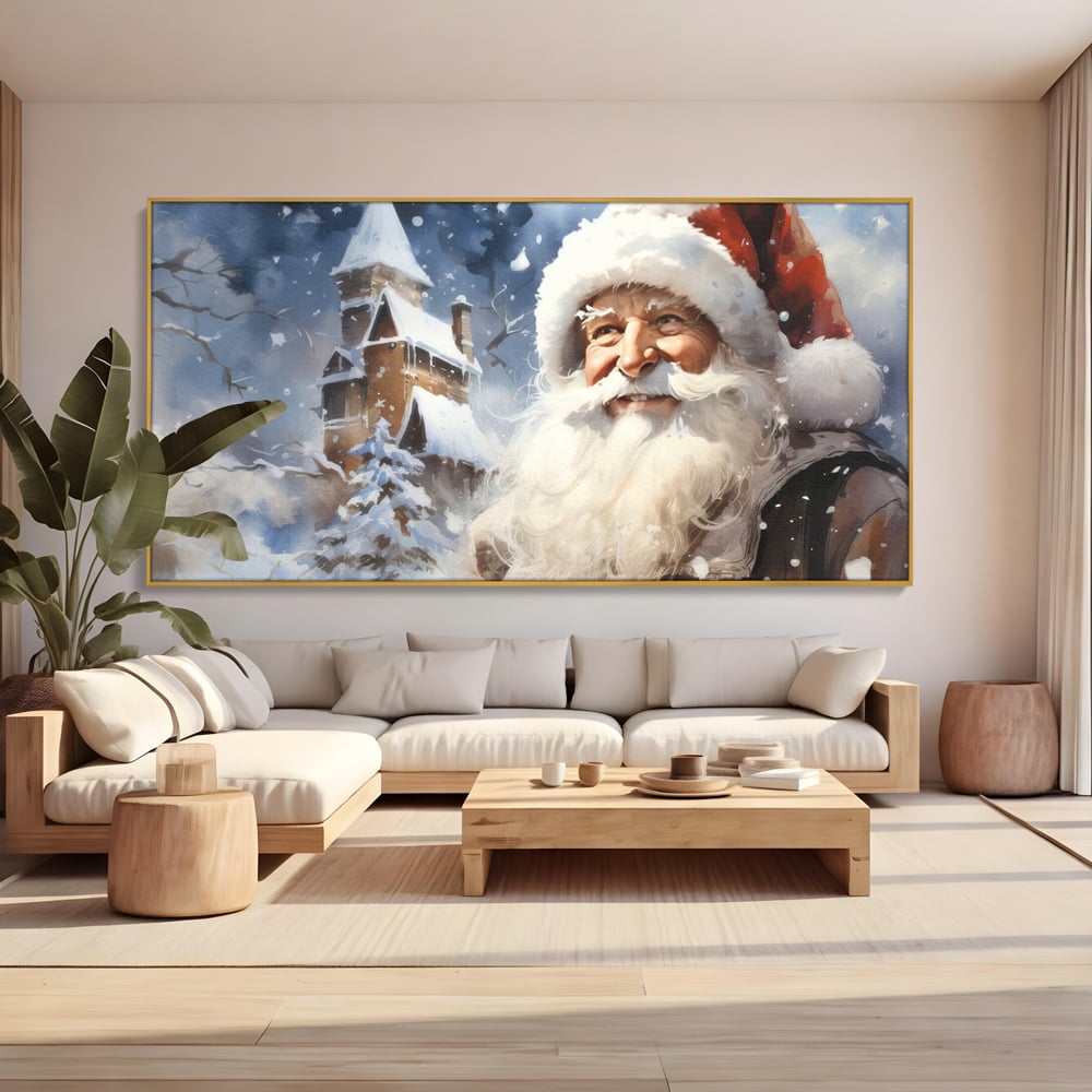 Tablou Canvas Premium LuxCanva® D1014, Lumea Magica a lui Mos Craciun ,  Cabana, Caciula, Mos, Magie, Living Room, Culori vibrante