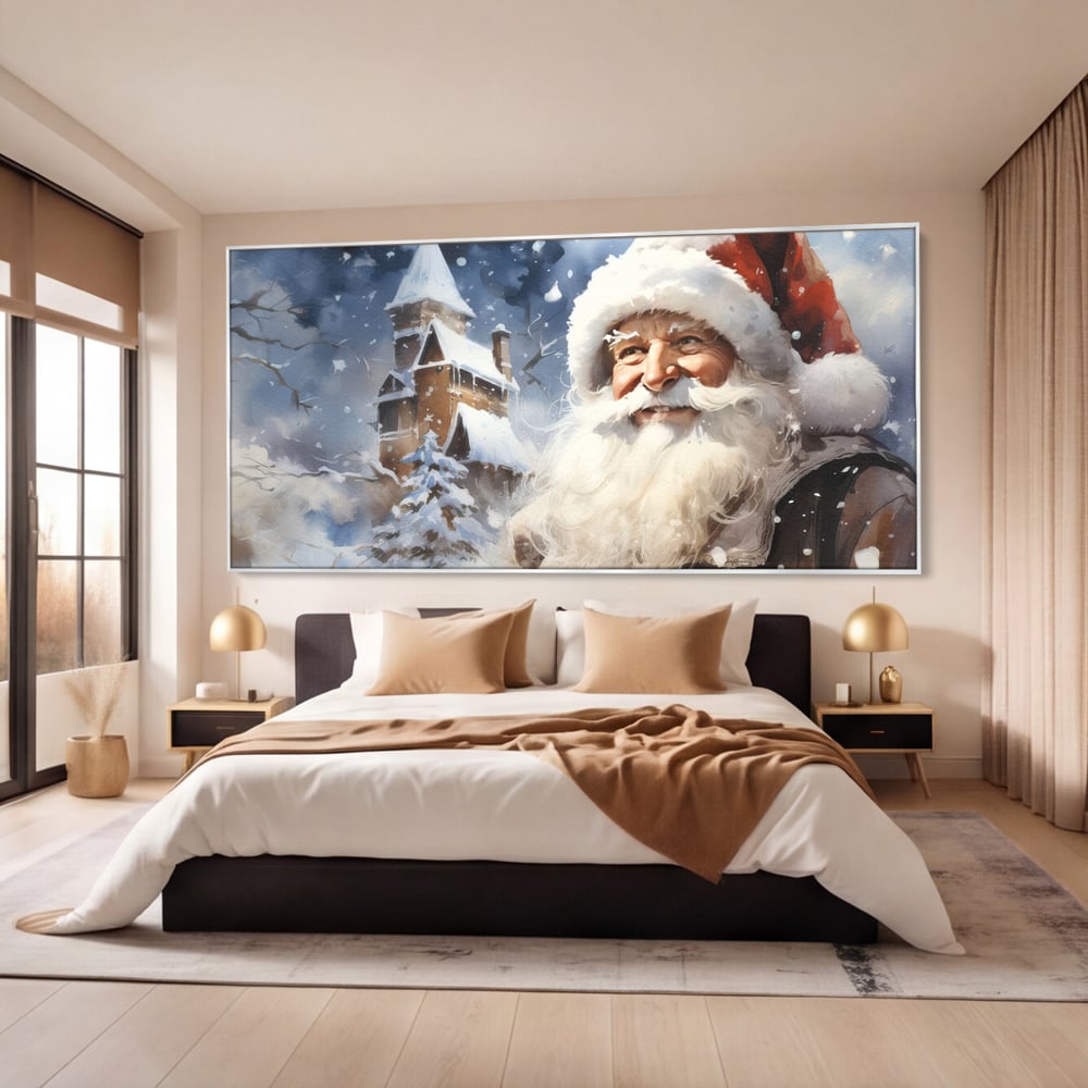 Tablou Canvas Premium LuxCanva® D1014, Lumea Magica a lui Mos Craciun ,  Cabana, Caciula, Mos, Magie, Living Room, Culori vibrante
