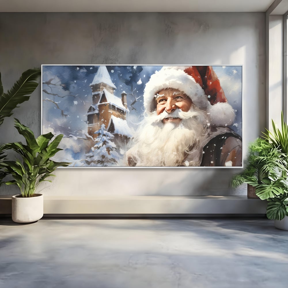 Tablou Canvas Premium LuxCanva® D1014, Lumea Magica a lui Mos Craciun ,  Cabana, Caciula, Mos, Magie, Living Room, Culori vibrante