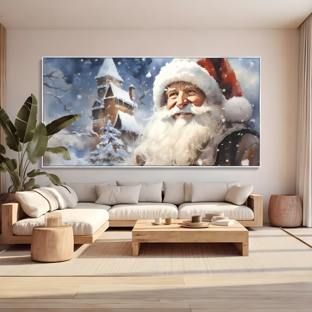 Tablou Canvas Premium LuxCanva® D1014, Lumea Magica a lui Mos Craciun ,  Cabana, Caciula, Mos, Magie, Living Room, Culori vibrante