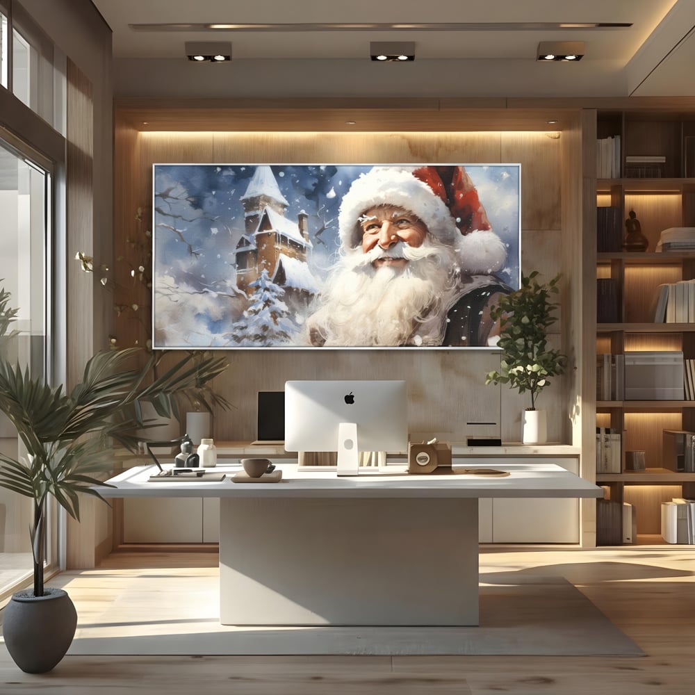 Tablou Canvas Premium LuxCanva® D1014, Lumea Magica a lui Mos Craciun ,  Cabana, Caciula, Mos, Magie, Living Room, Culori vibrante