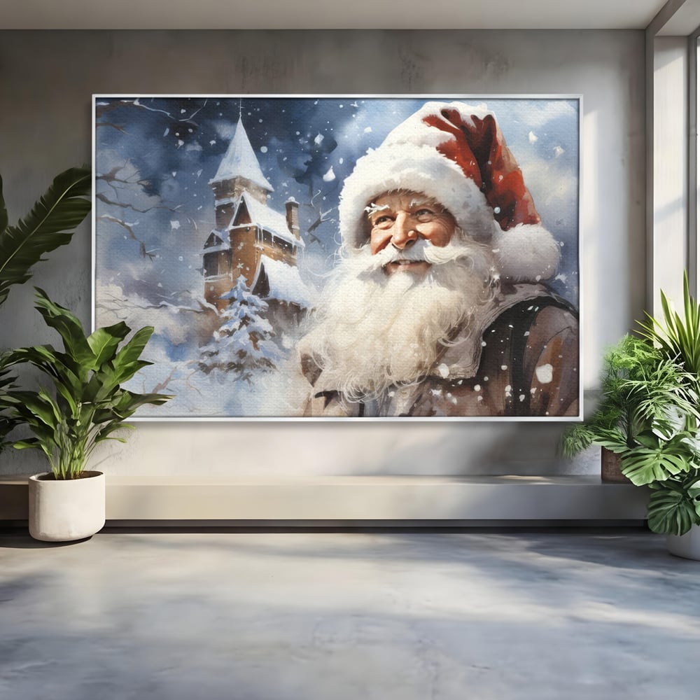 Tablou Canvas Premium LuxCanva® D1014, Lumea Magica a lui Mos Craciun ,  Cabana, Caciula, Mos, Magie, Living Room, Culori vibrante