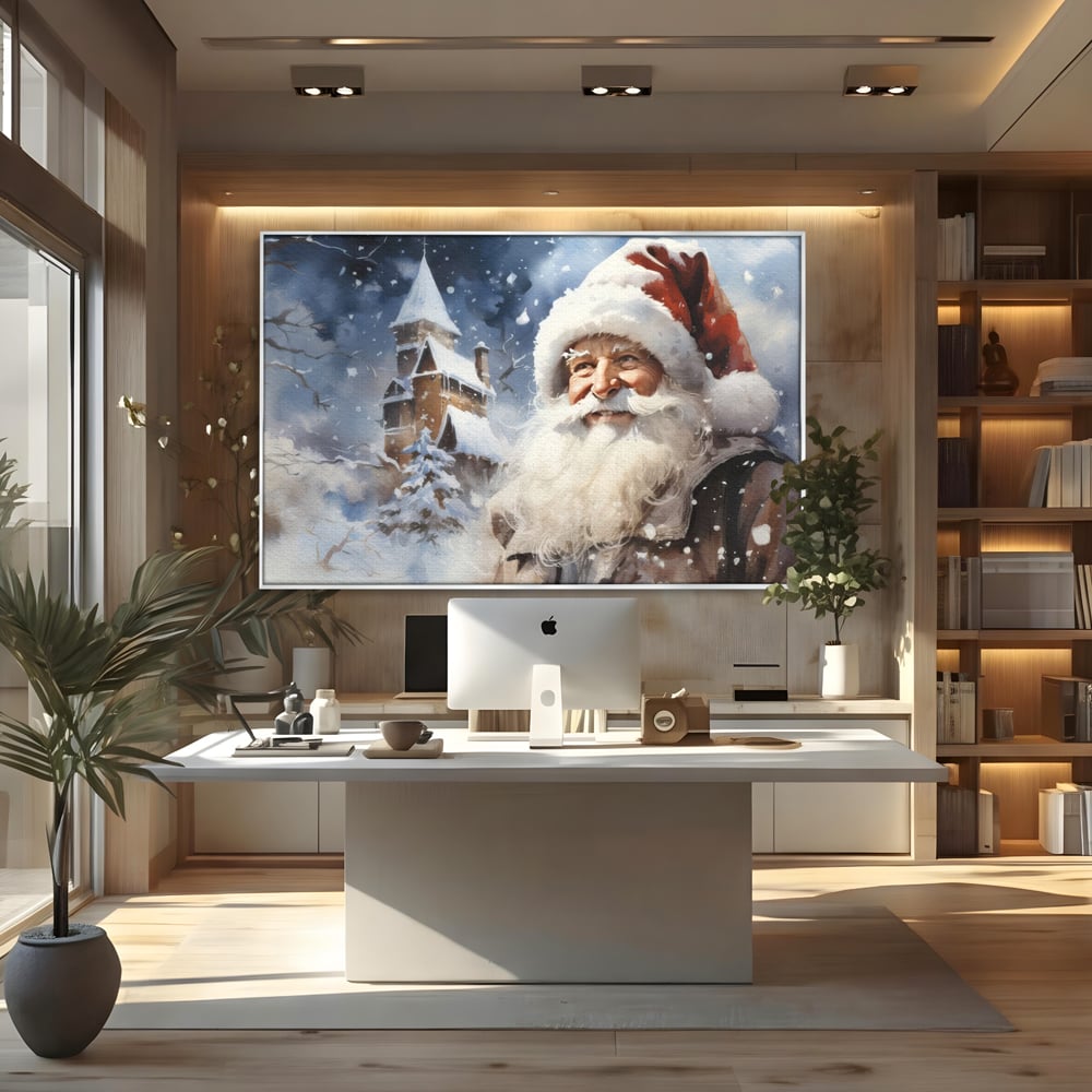 Tablou Canvas Premium LuxCanva® D1014, Lumea Magica a lui Mos Craciun ,  Cabana, Caciula, Mos, Magie, Living Room, Culori vibrante