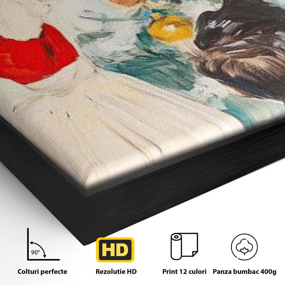 Tablou Canvas Premium LuxCanva® D1016, Fetita Impodobind Bradul , Ramuri, Brad, Impodobit, Familie, Globuri, Living Room, Culori vibrante