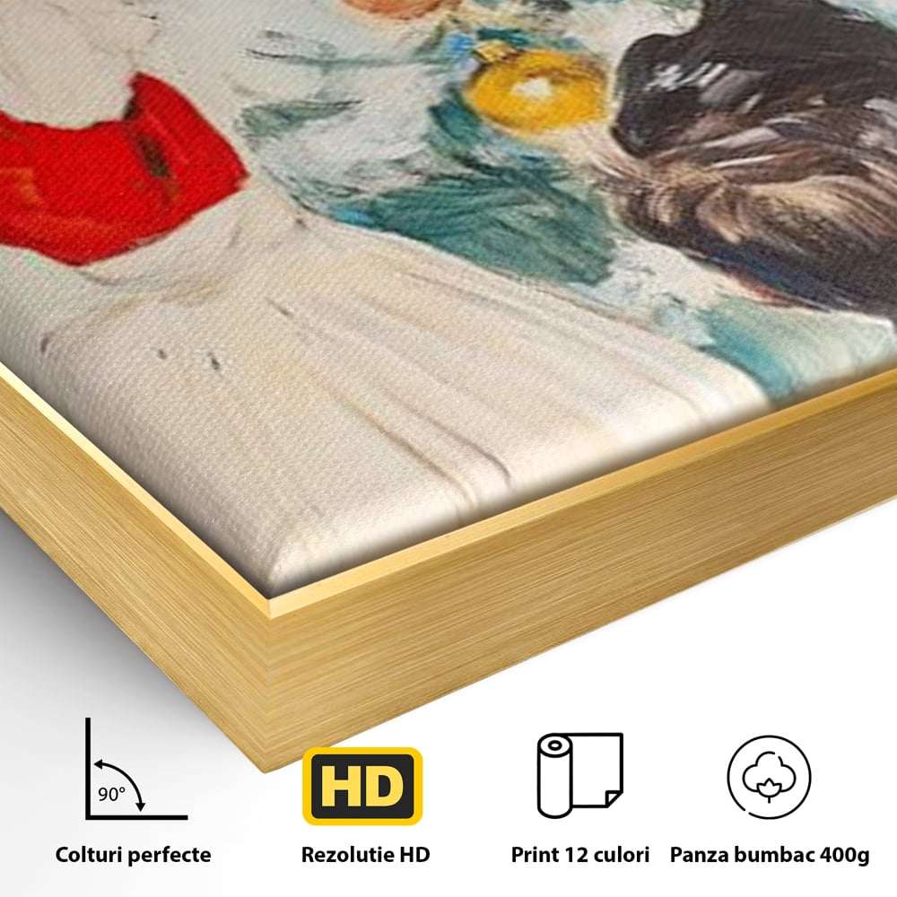 Tablou Canvas Premium LuxCanva® D1016, Fetita Impodobind Bradul , Ramuri, Brad, Impodobit, Familie, Globuri, Living Room, Culori vibrante
