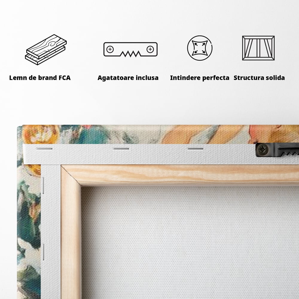 Tablou Canvas Premium LuxCanva® D1016, Fetita Impodobind Bradul , Ramuri, Brad, Impodobit, Familie, Globuri, Living Room, Culori vibrante
