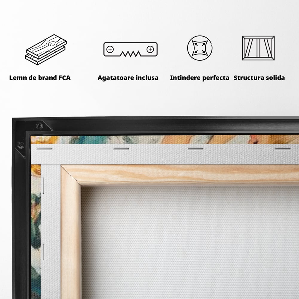 Tablou Canvas Premium LuxCanva® D1016, Fetita Impodobind Bradul , Ramuri, Brad, Impodobit, Familie, Globuri, Living Room, Culori vibrante