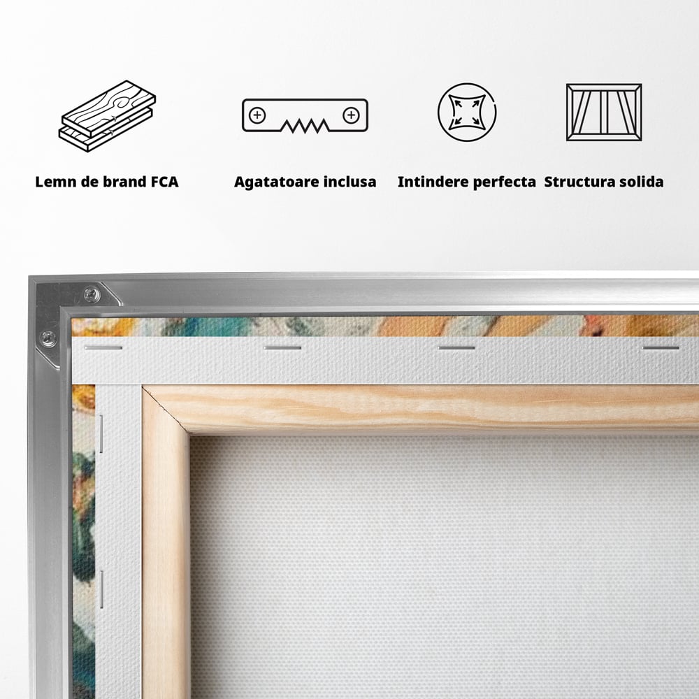 Tablou Canvas Premium LuxCanva® D1016, Fetita Impodobind Bradul , Ramuri, Brad, Impodobit, Familie, Globuri, Living Room, Culori vibrante